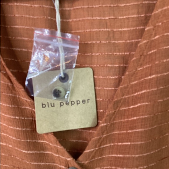 Blu Pepper Size Small Semi-Sheer Peplum Ribbed V-Neckline Short Sleeve B… - Picture 5 of 9